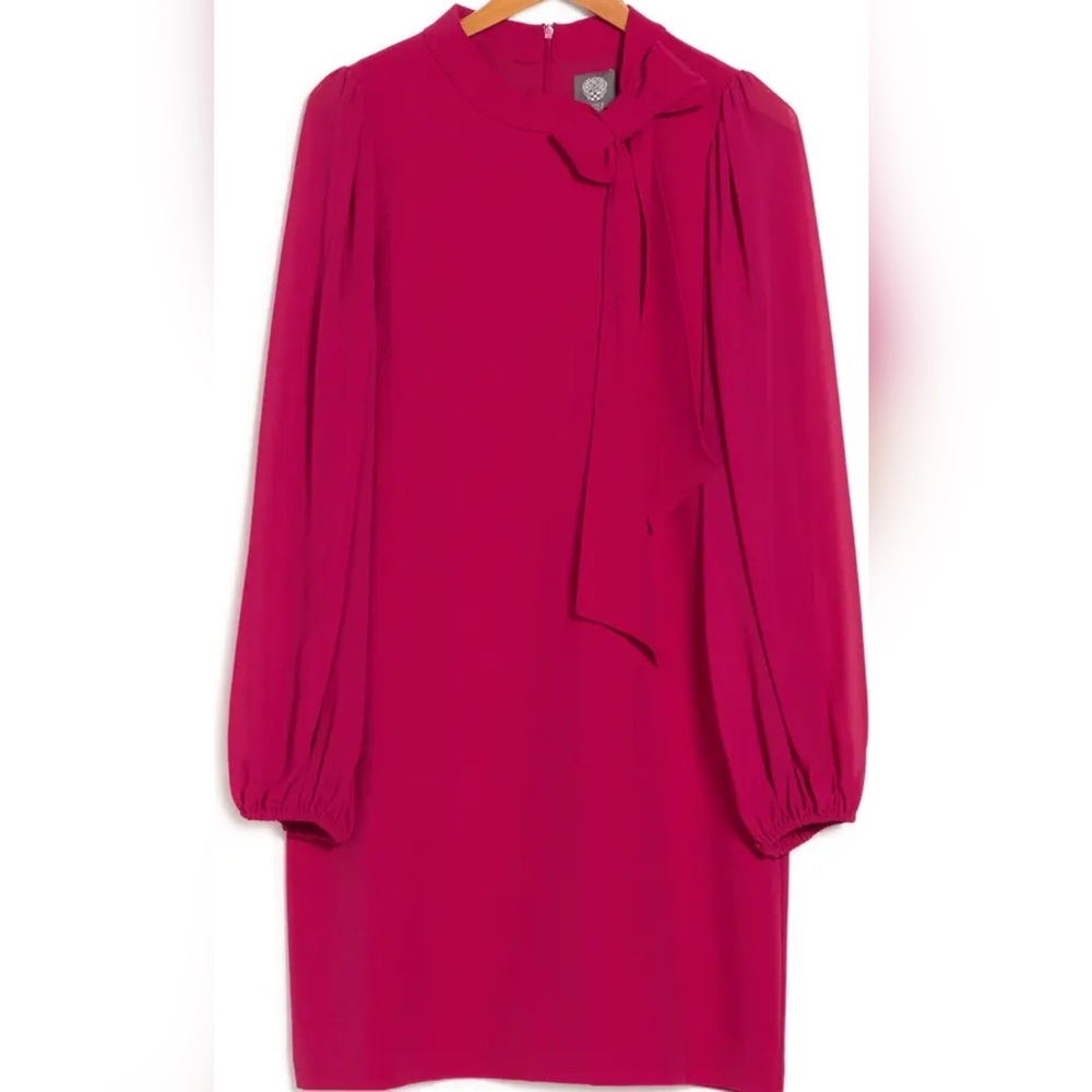 Vince Camuto Pink Signature Stretch Crepe Bow Neck Dress